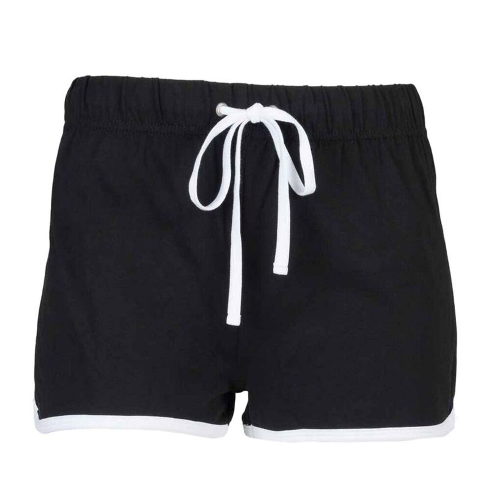 Skinni Fit Womens/Ladies Retro Shorts / Black/White